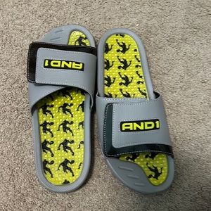And1 Slides Lime Green and Light Gray